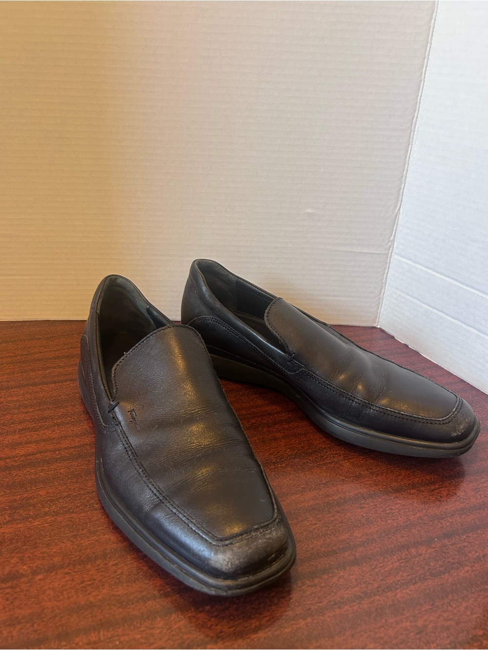Salvatore Ferragamo Studio Black Leather Slip-On Loafers
